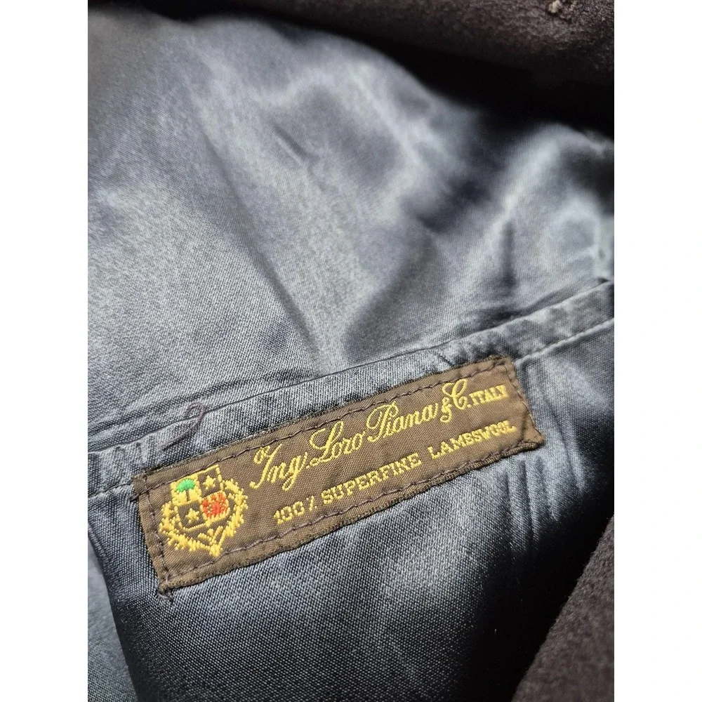 Saks Fifth Avenue Loro Piana Coat Mens 46R Blue Wool Long Overcoat Made USA